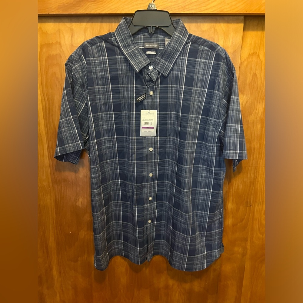 Van Huesen button down shirt plaid new w/ tags size: XXL men’s